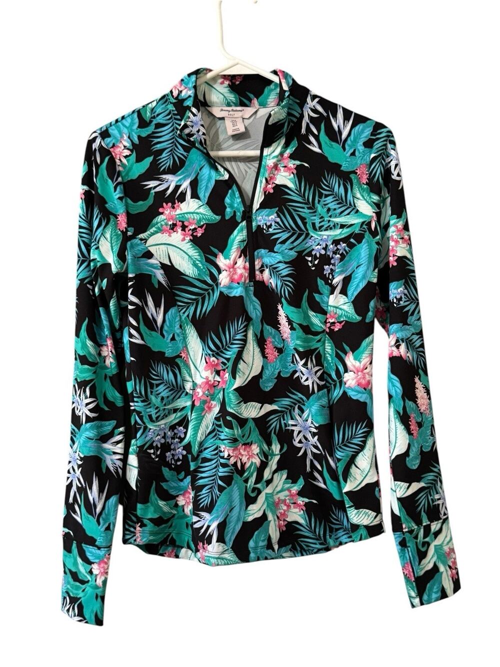 Tommy Bahama Golf Performance Floral Quarter Zip Shirt Stretch Women Size Small